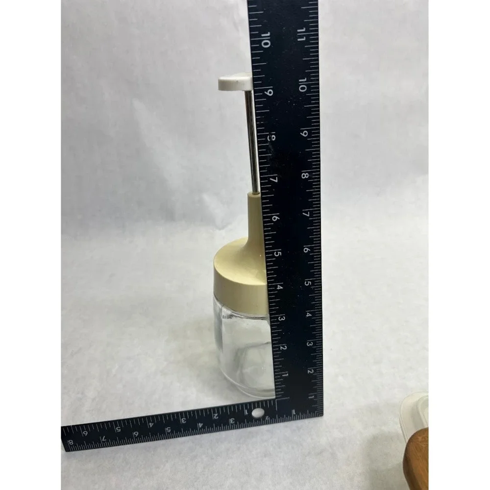 Vintage Gemco Glass Nut Chopper Manual Hand Crank Plunger Cream USA Made